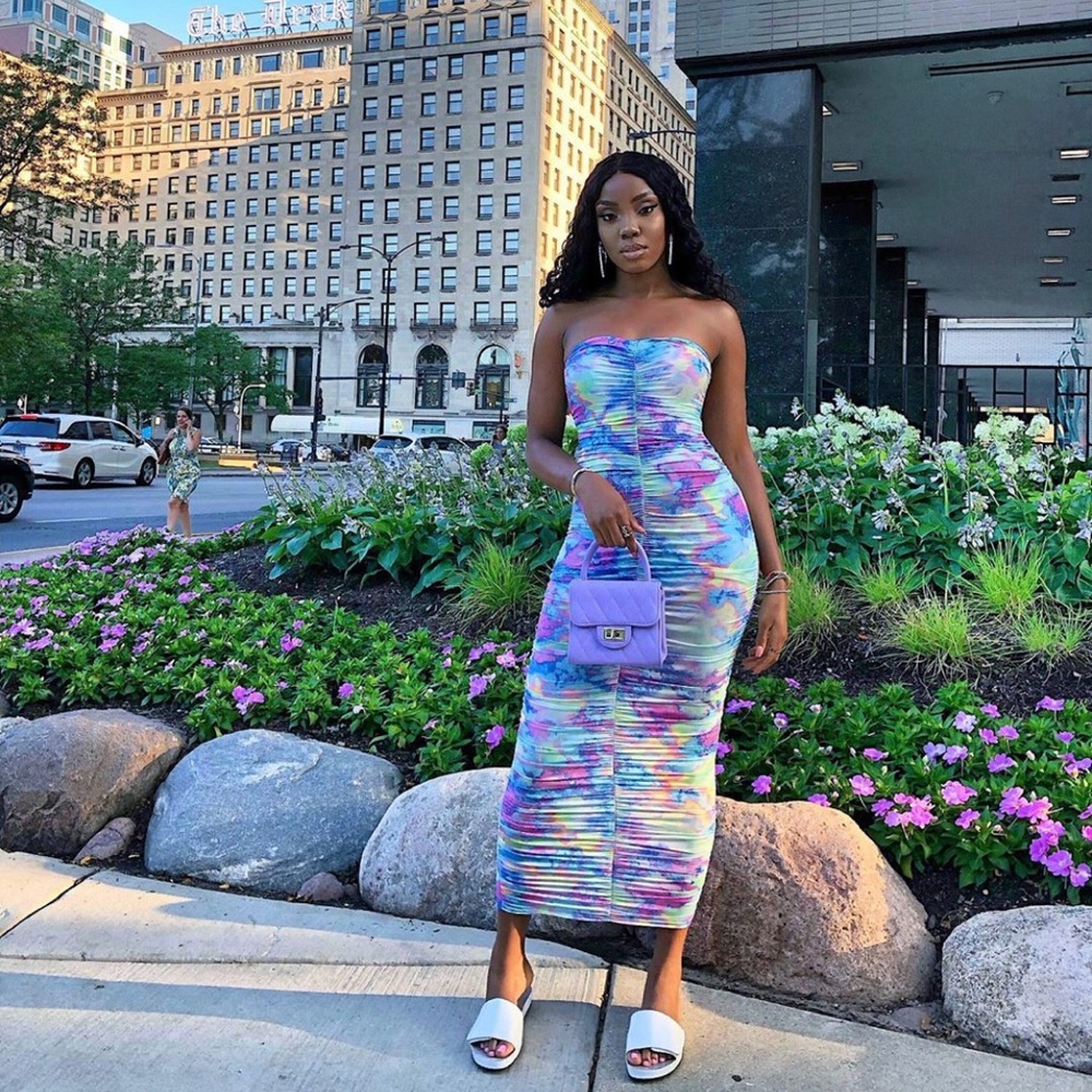 Multi print spandex dress